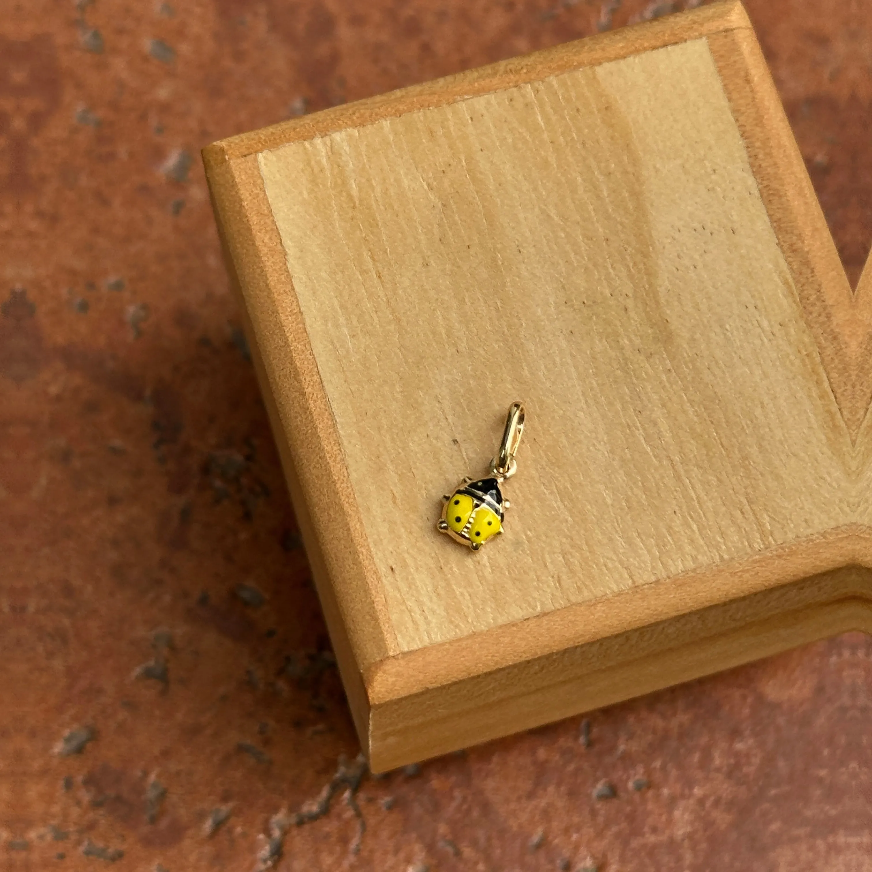 14KT Yellow Gold Mini Yellow Ladybug Pendant Charm 5mm