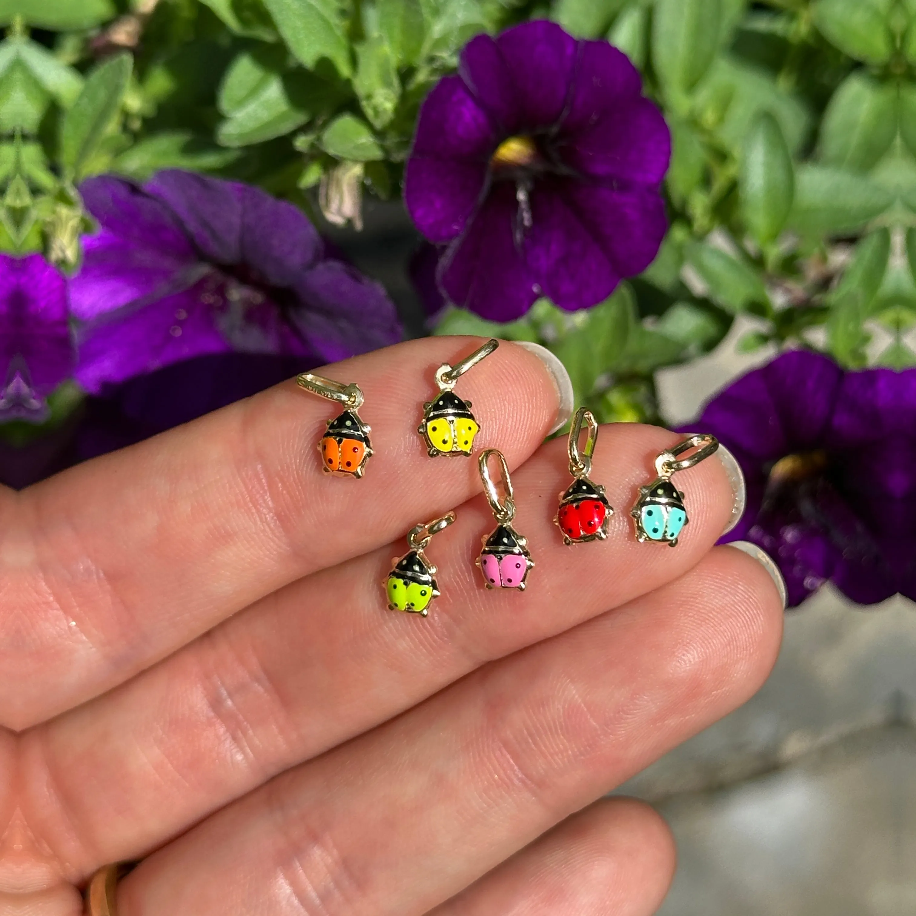 14KT Yellow Gold Mini Yellow Ladybug Pendant Charm 5mm