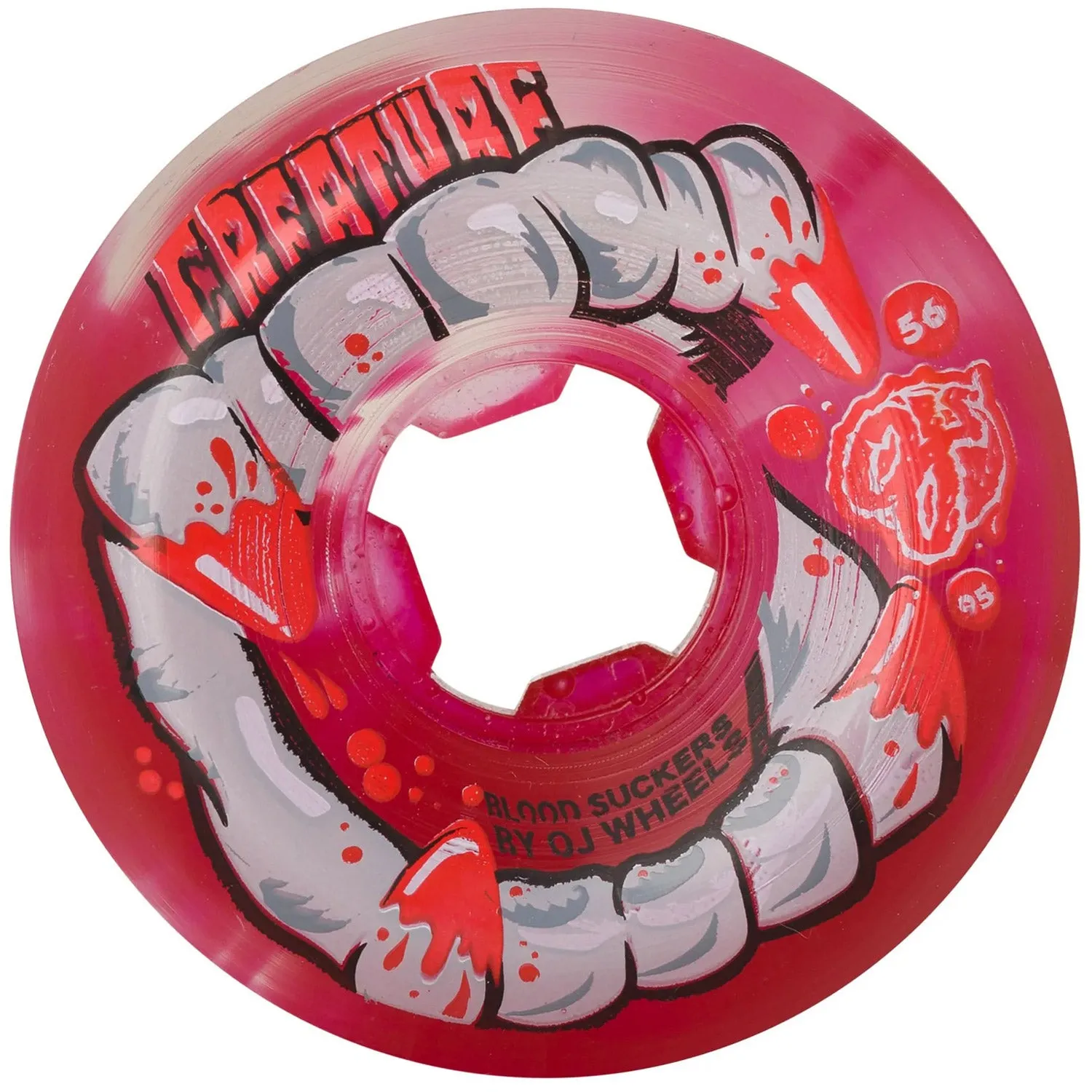 56mm DNA Curbsuckers Bloodsuckers Red Clear Swirl 95a Skateboard Wheels