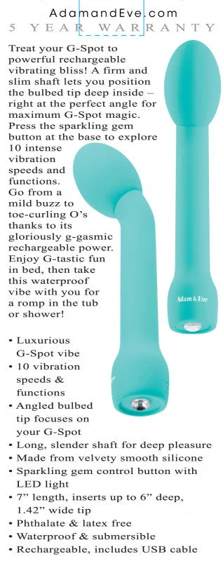 Adam and Eve Rechargeable Silicone G-Gasm Delight  - Aqua