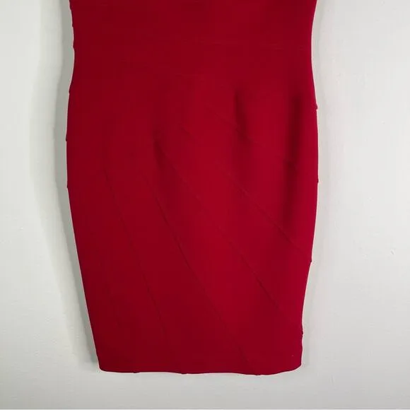 Adrianna Papell red stretchy bandage sheath evening wedding midi dress 8