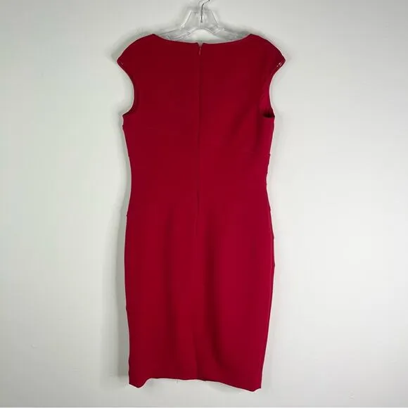 Adrianna Papell red stretchy bandage sheath evening wedding midi dress 8