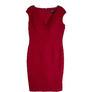 Adrianna Papell red stretchy bandage sheath evening wedding midi dress 8