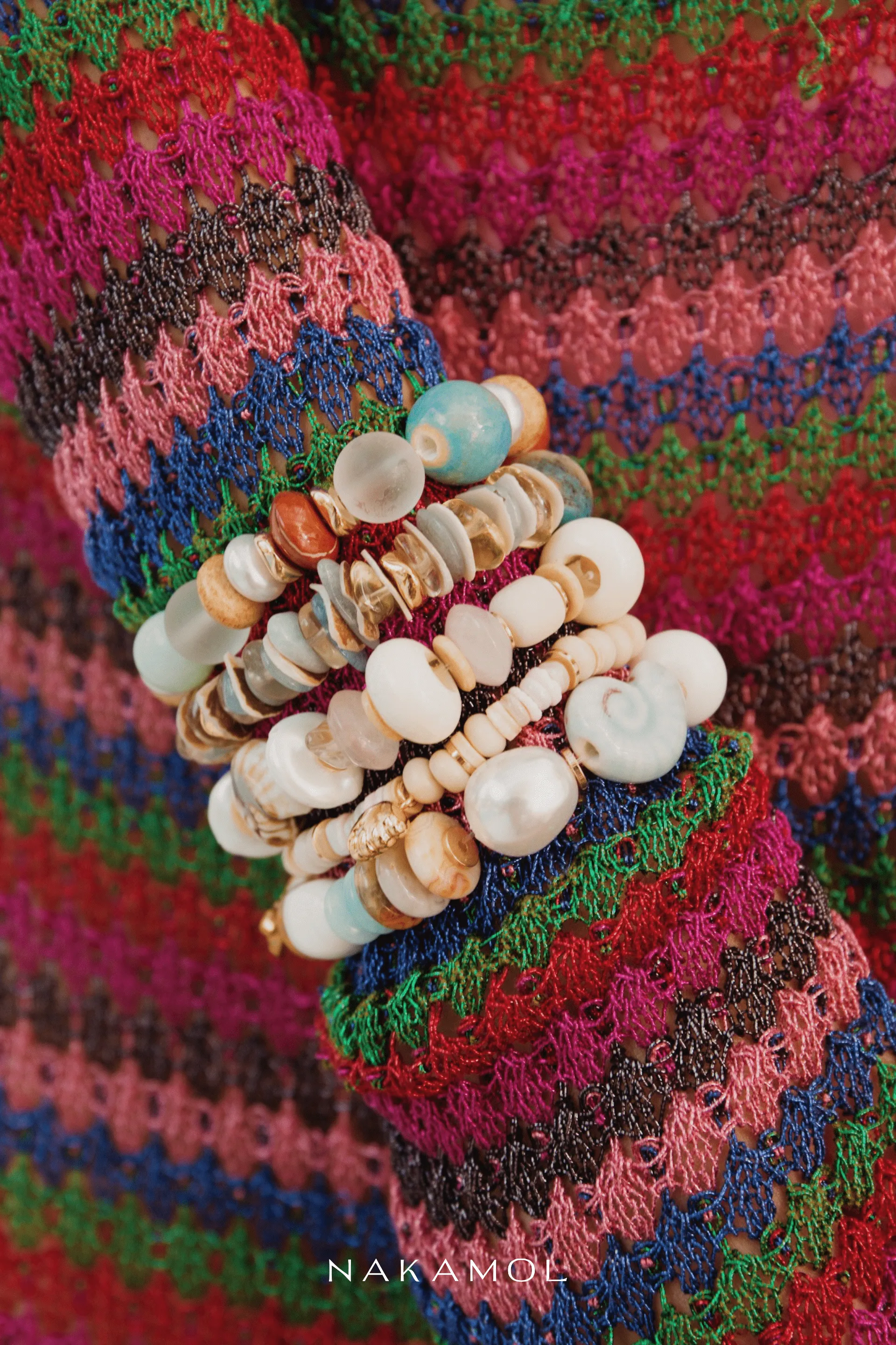 Amazonite Orange Beaded Stretchy Bracelet