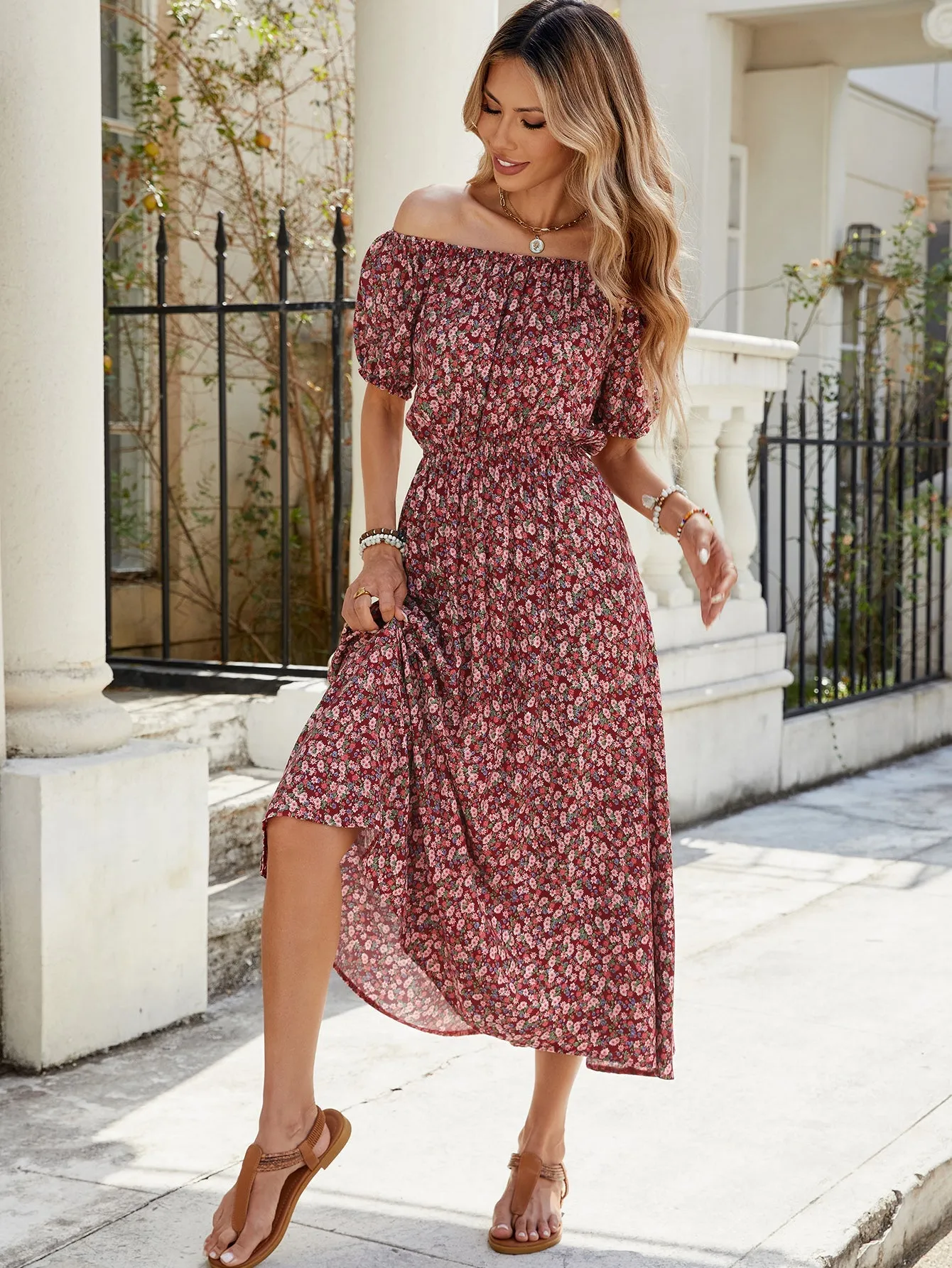 Amelia Off-Shoulder Floral Maxi Dress