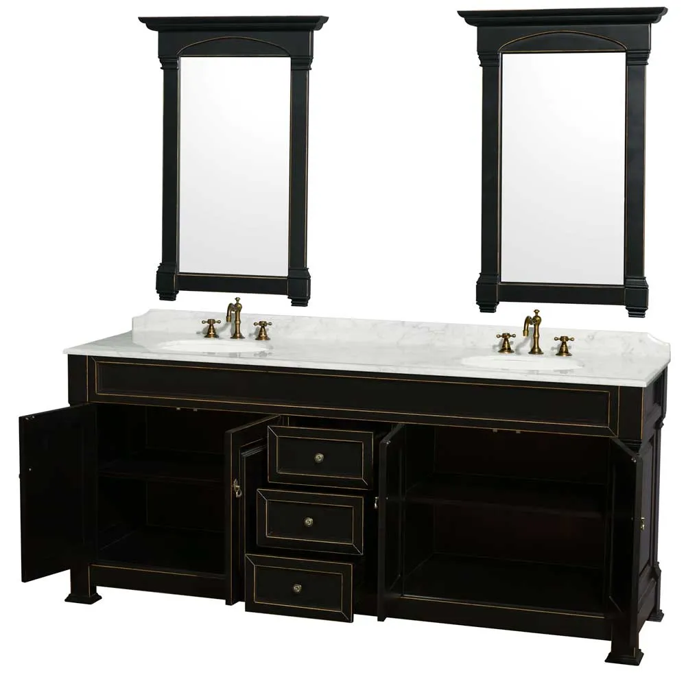 Andover 80 Inch Double Bathroom Vanity in Black