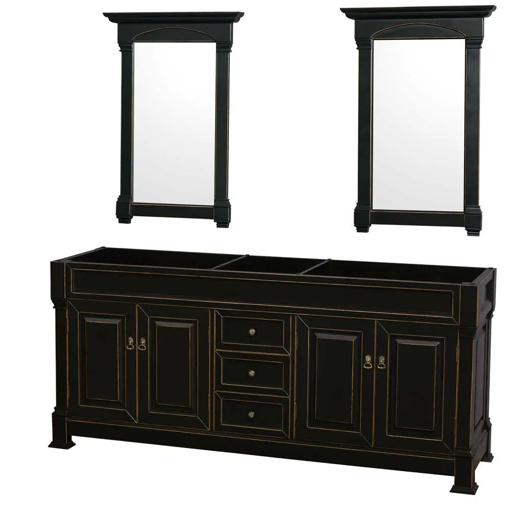 Andover 80 Inch Double Bathroom Vanity in Black