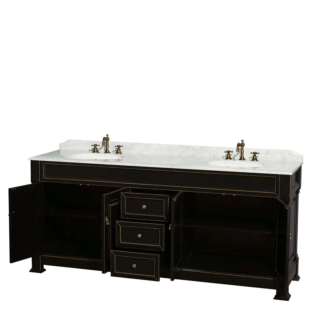 Andover 80 Inch Double Bathroom Vanity in Black