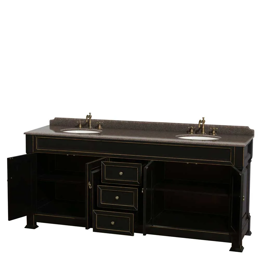 Andover 80 Inch Double Bathroom Vanity in Black