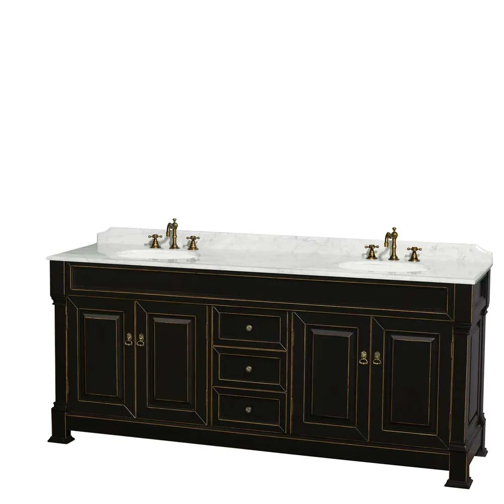 Andover 80 Inch Double Bathroom Vanity in Black