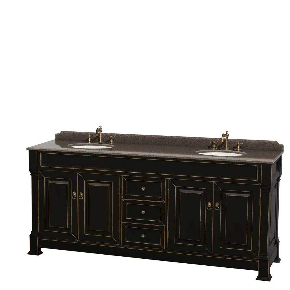 Andover 80 Inch Double Bathroom Vanity in Black