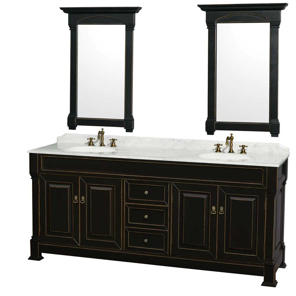 Andover 80 Inch Double Bathroom Vanity in Black