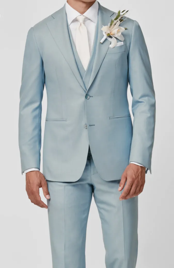 Angelico 365 Doppio Ritorto S130 Merino Wool Light Blue Twill