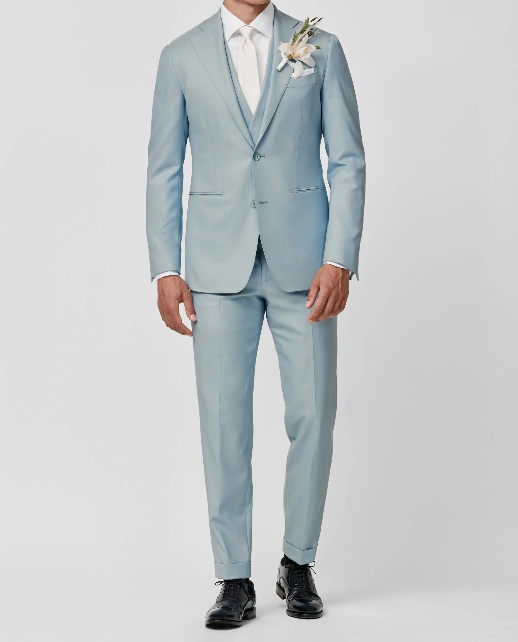 Angelico 365 Doppio Ritorto S130 Merino Wool Light Blue Twill