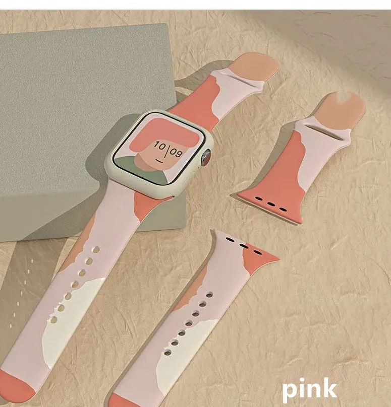 apple-watch-strap-apple-watch-morandi-silicone-heat-transfer-strap-iwatch7-representative-strap