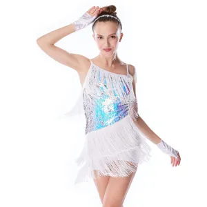 Asymmetric Sequined Tassels Dance Dress
