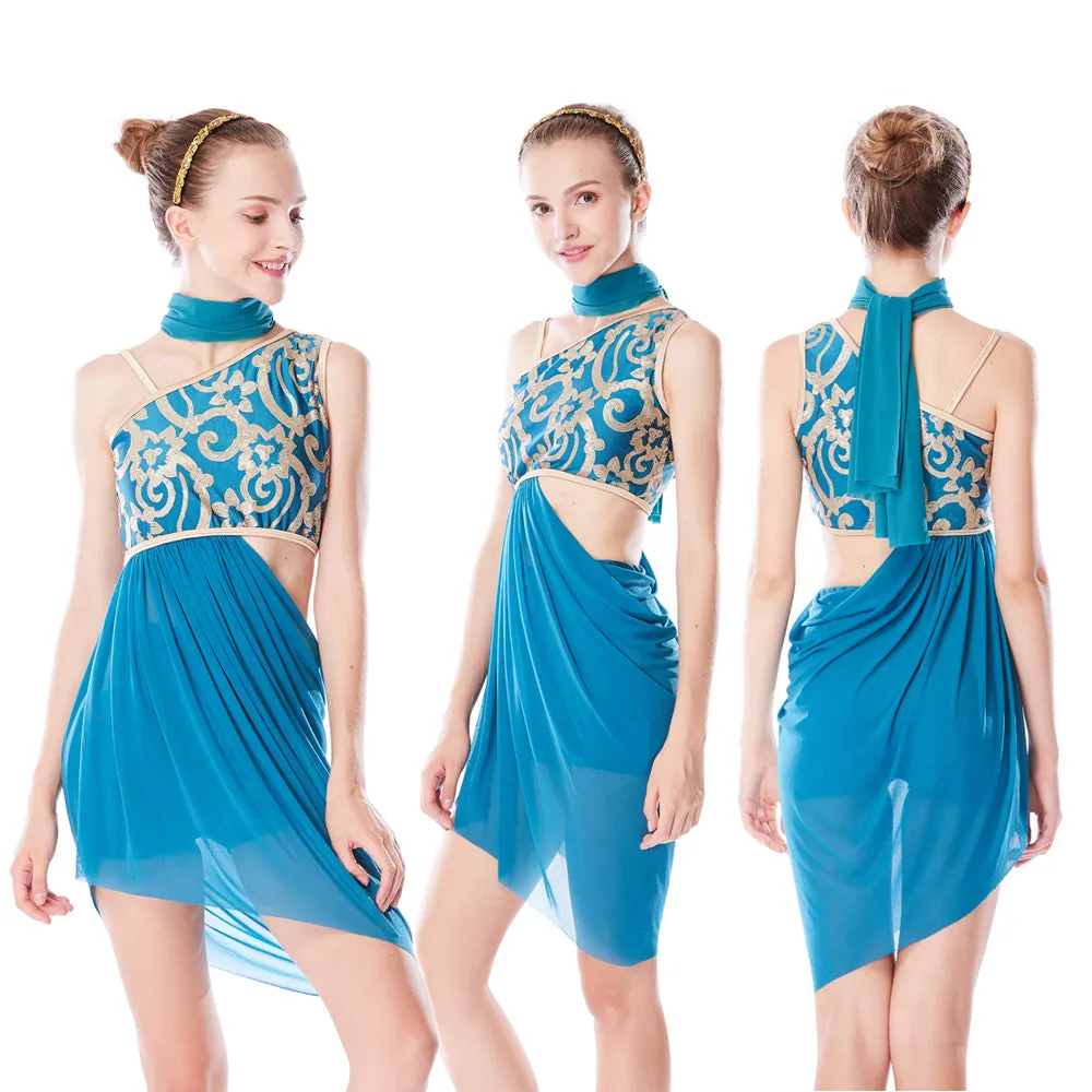 Asymmetrical Auspicious Cloud Lyrical Dress Outfits