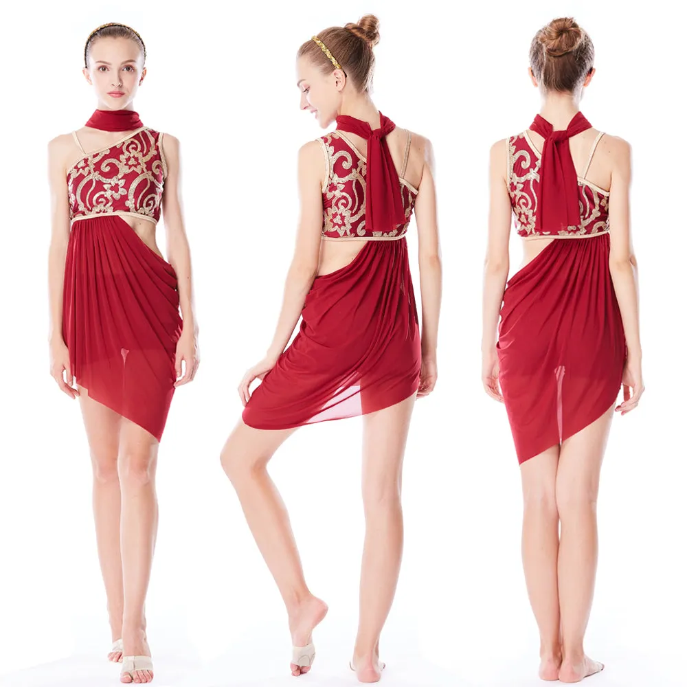 Asymmetrical Auspicious Cloud Lyrical Dress Outfits