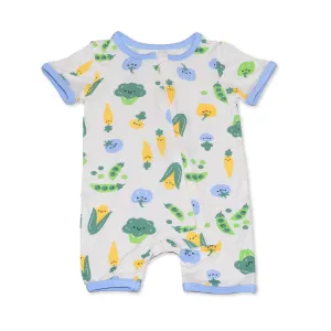 Bamboo Short Sleeve Zippy Romper (Farmers Market Print)