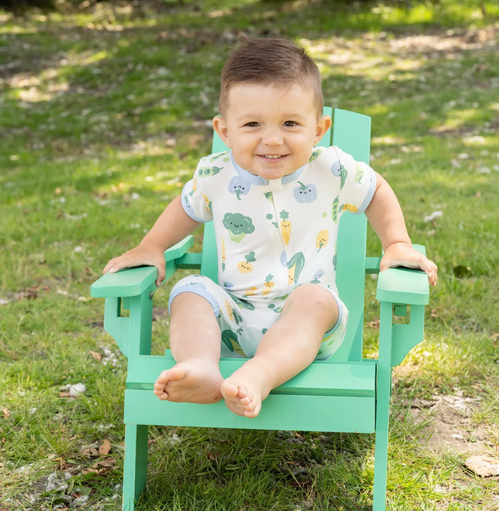 Bamboo Short Sleeve Zippy Romper (Farmers Market Print)