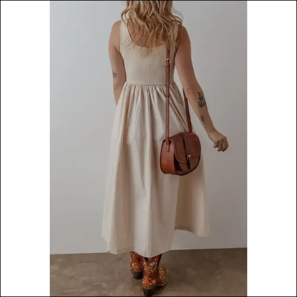 Beige Scoop Neck Ribbed Midi: your Chic Beige Scoop Goddess  👑 from Needful Things!
