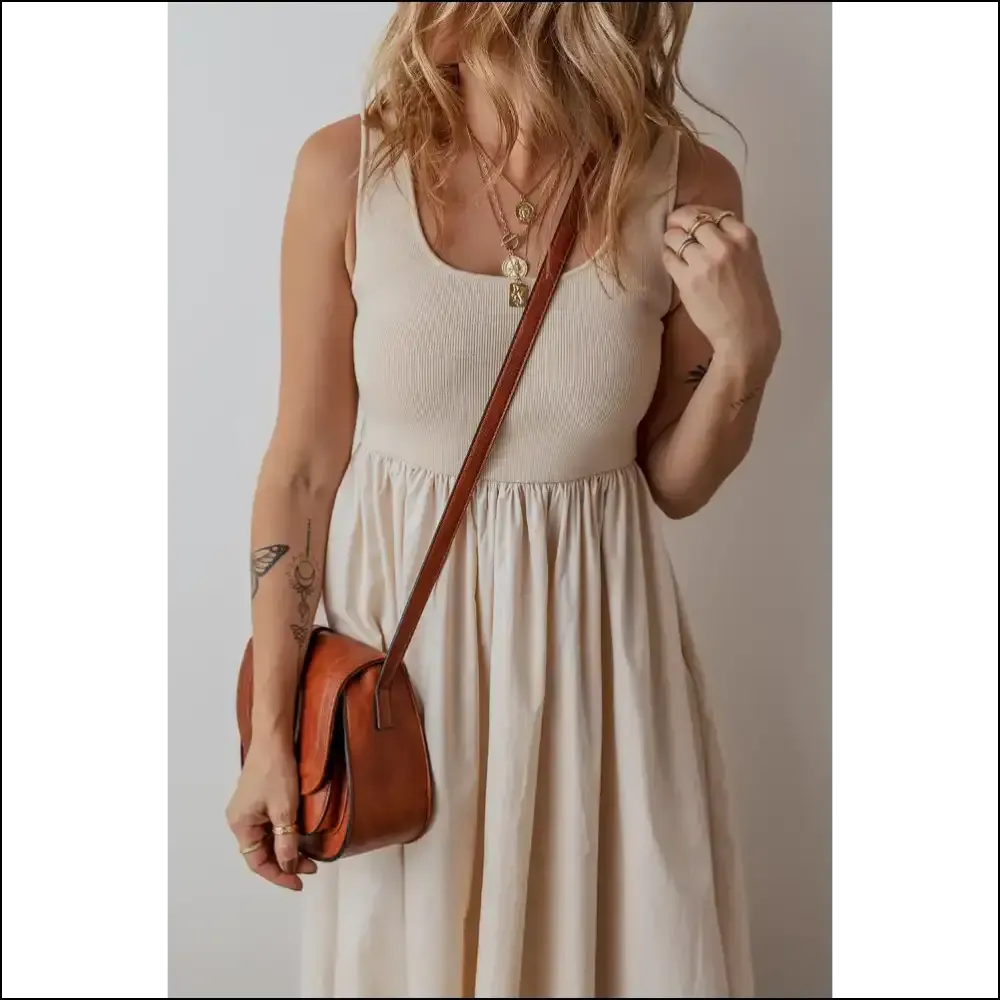 Beige Scoop Neck Ribbed Midi: your Chic Beige Scoop Goddess  👑 from Needful Things!