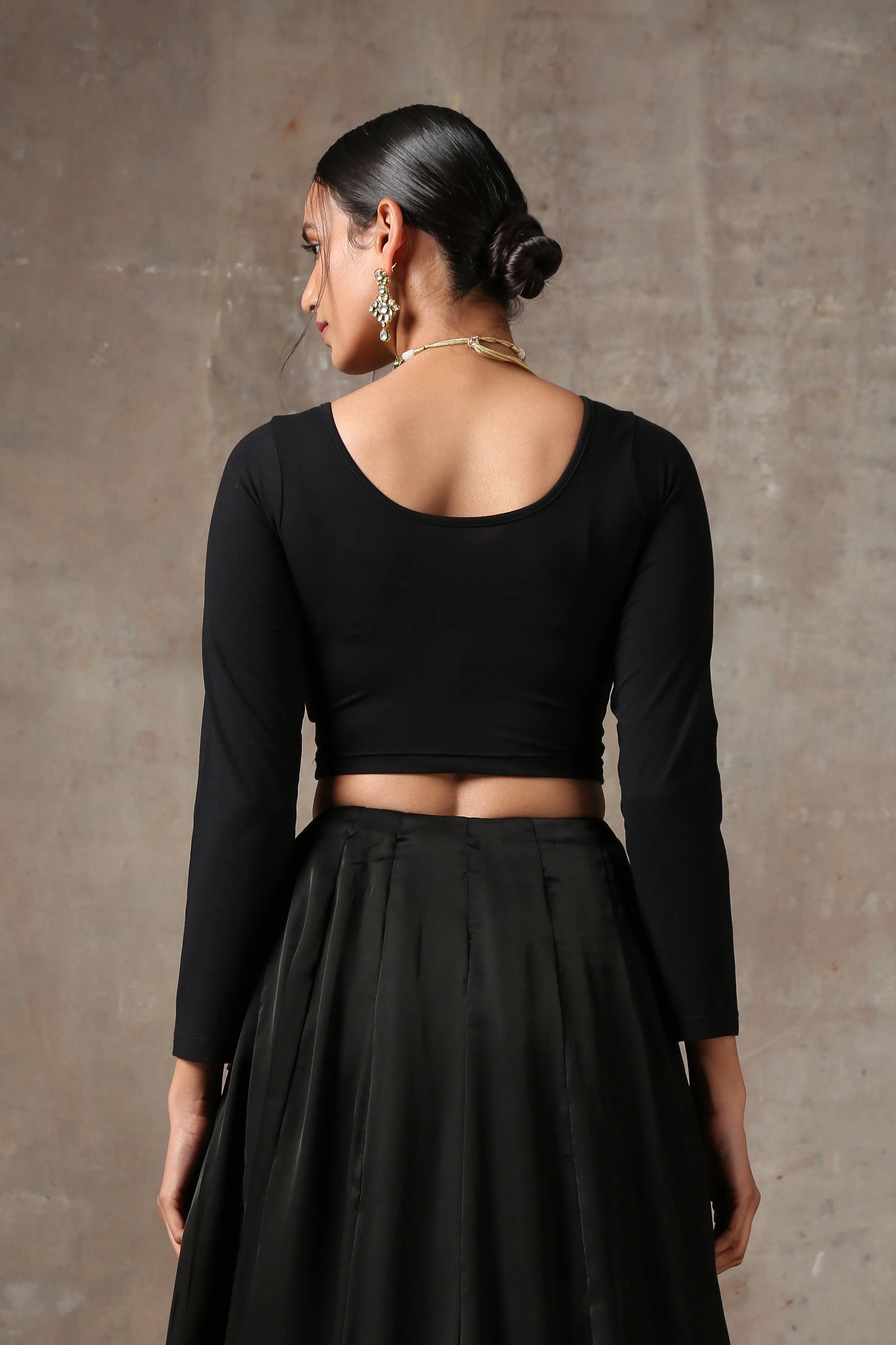 Blouse - Stretchy Black LONG Sleeve Blouse