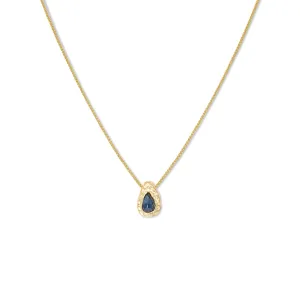 Blue Sapphire Teardrop Gold Slider Necklace