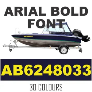 BOAT NAME DECALS - 3" Boat Names - ARIAL BOLD Font - Pair