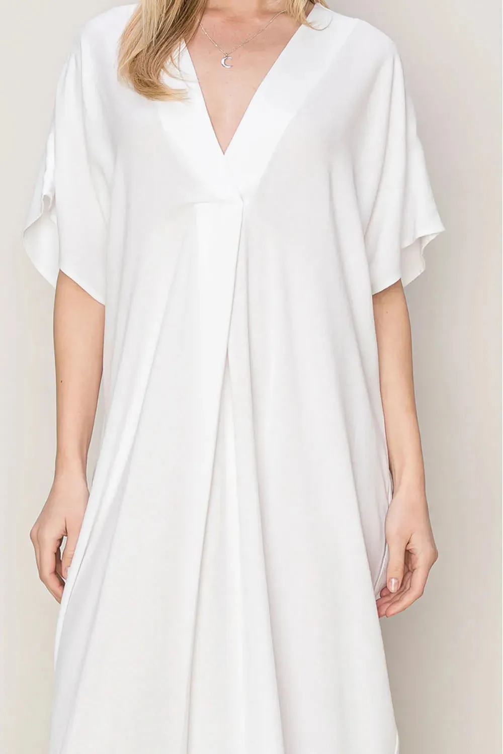 Breezy Elegant V-Neck Dolman Sleeves Beach Coverup Kaftan Dress