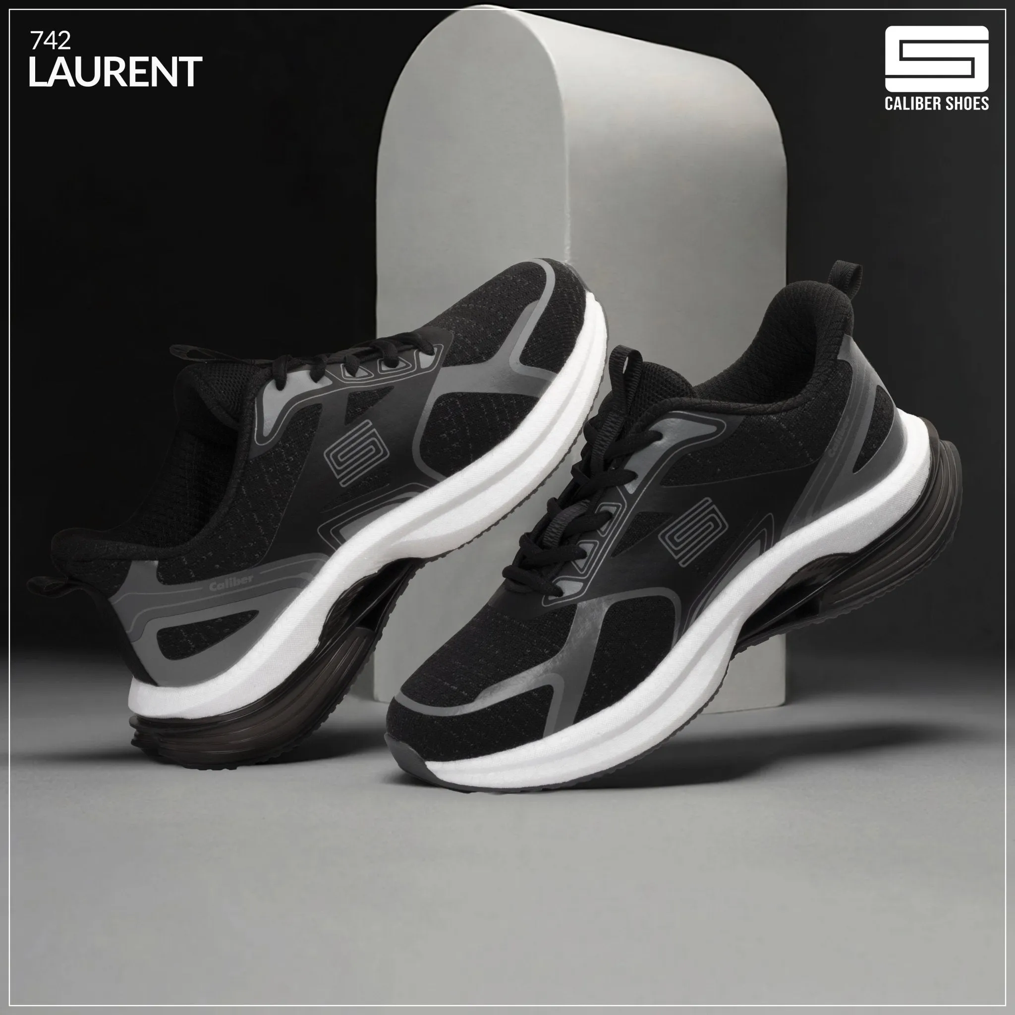 Caliber Shoes Black Sport Shoes for Men/Women (Laurent 742)