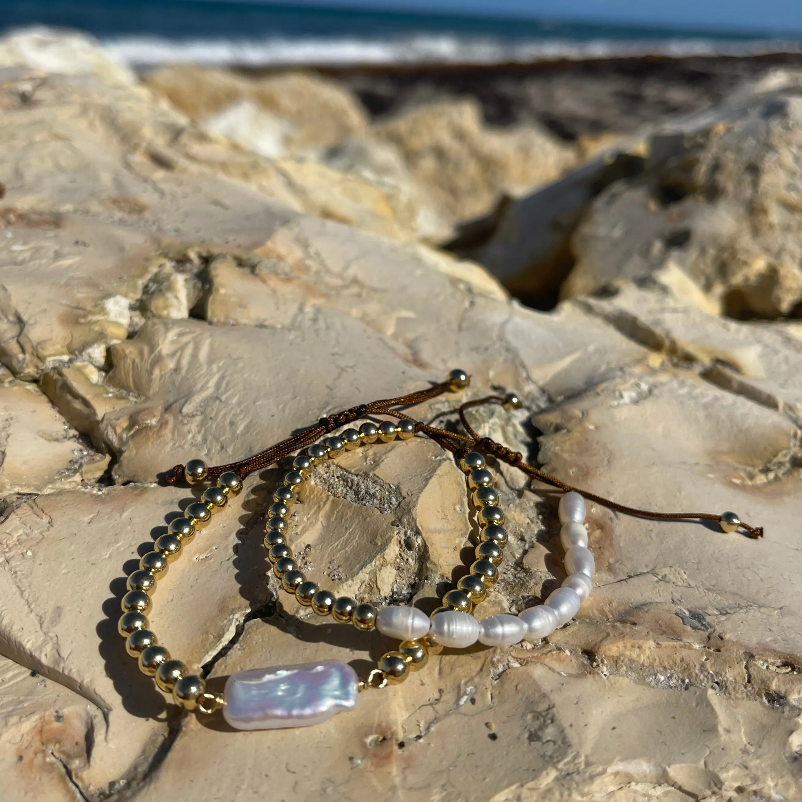 Capri Pearl & Gold Woven Bracelet