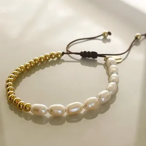 Capri Pearl & Gold Woven Bracelet