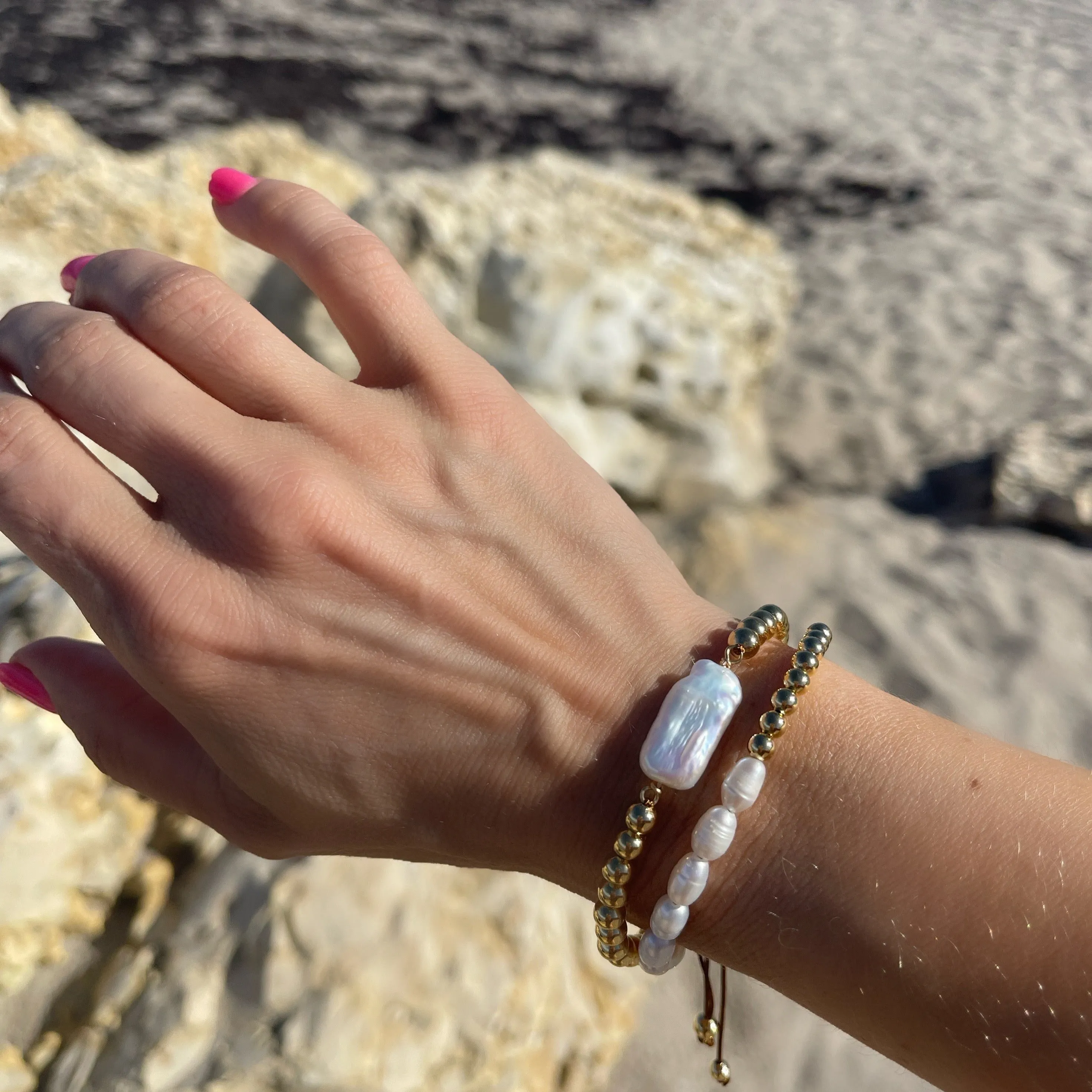 Capri Pearl & Gold Woven Bracelet