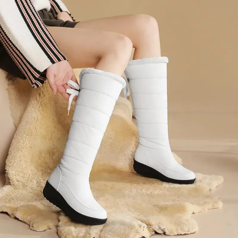Casual Knee High Leather Winter Plateau Boots for Women | Perfect for Casual Days