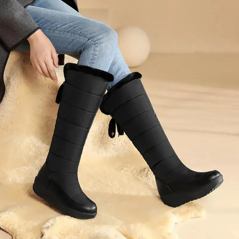 Casual Knee High Leather Winter Plateau Boots for Women | Perfect for Casual Days