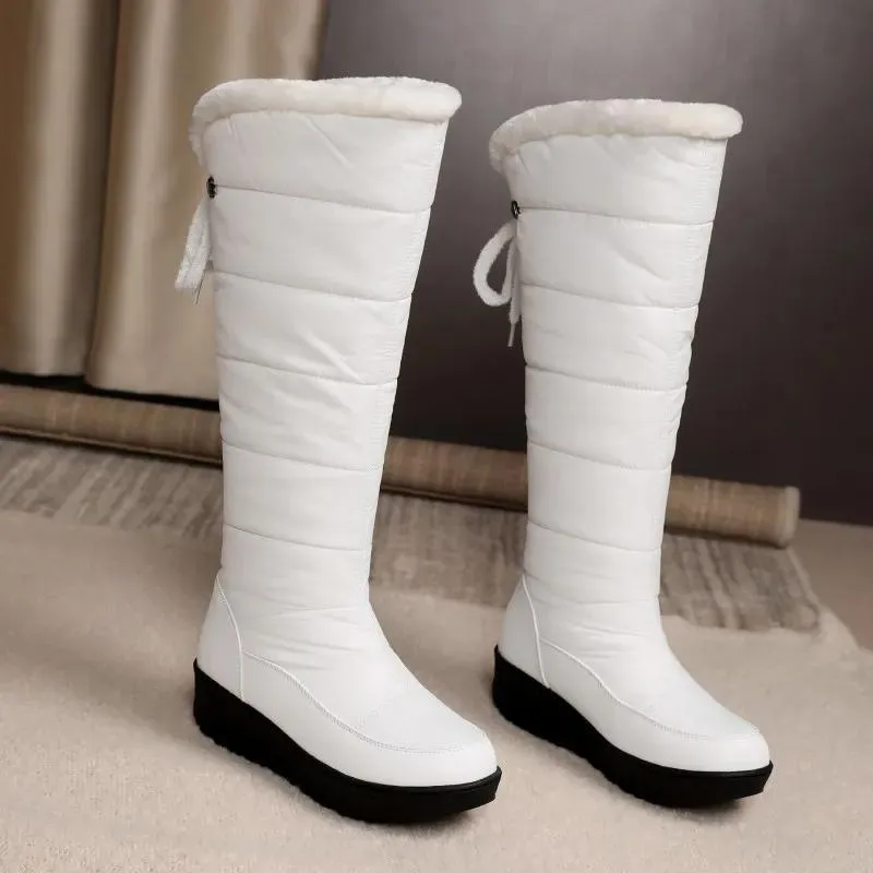 Casual Knee High Leather Winter Plateau Boots for Women | Perfect for Casual Days