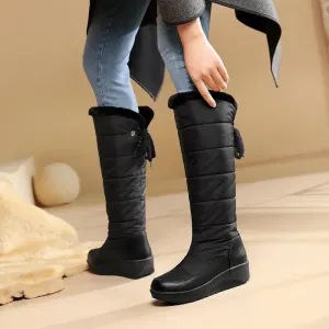 Casual Knee High Leather Winter Plateau Boots for Women | Perfect for Casual Days