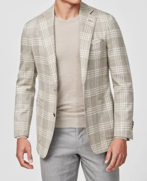 Cerruti Beige Wool & Silk With Ivory Check