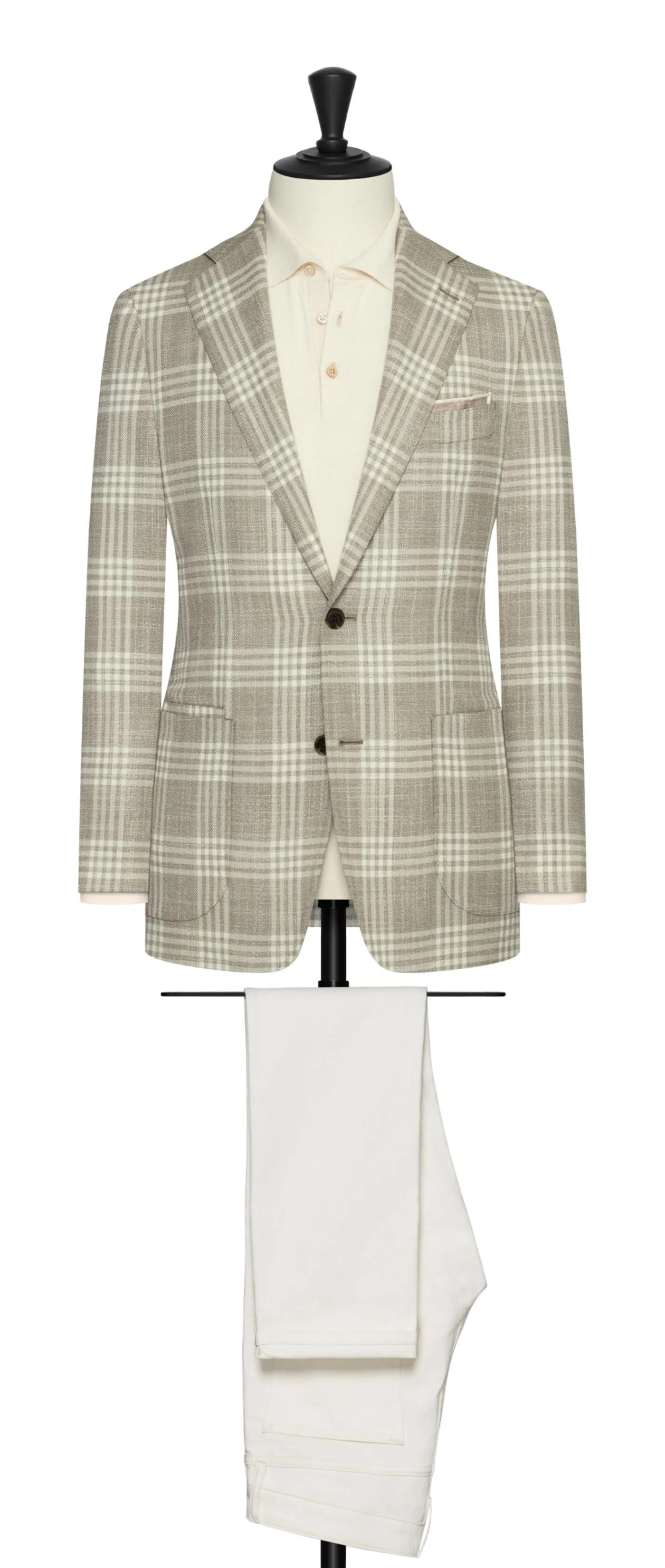 Cerruti Beige Wool & Silk With Ivory Check