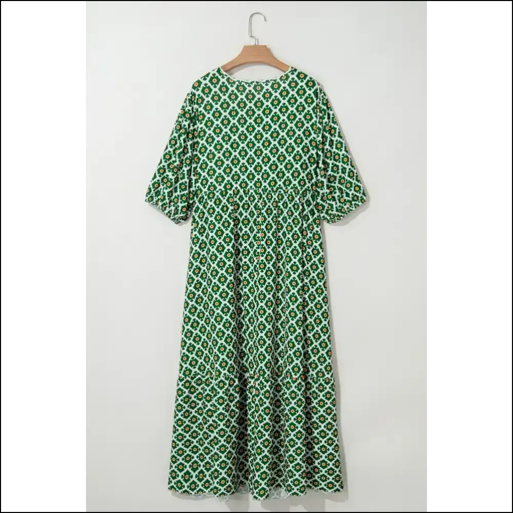Chic Green Geometric Floral Maxi Dress: Look  Good, Hide the Snacks Needful Things 👗
