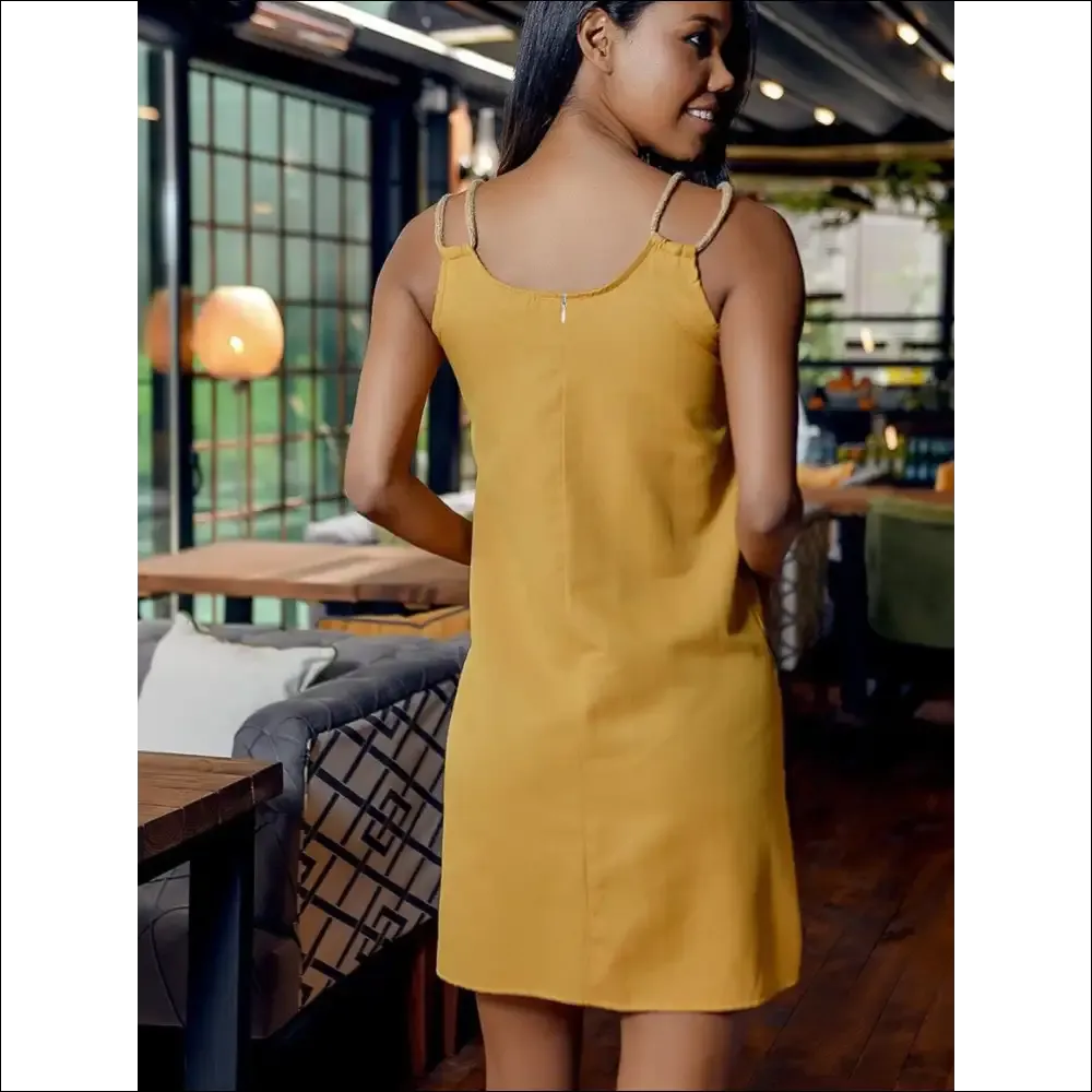 Chic Round Neck Double Spaghetti Straps Mini Dress