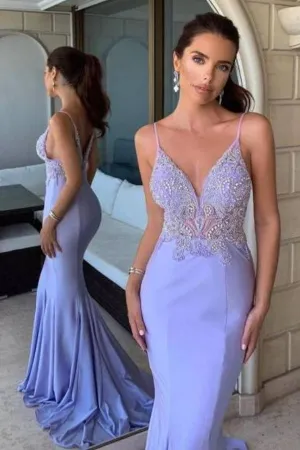 Chic Spaghetti Straps Memraid Prom Dress Long Formal Evening Dress OKZ45