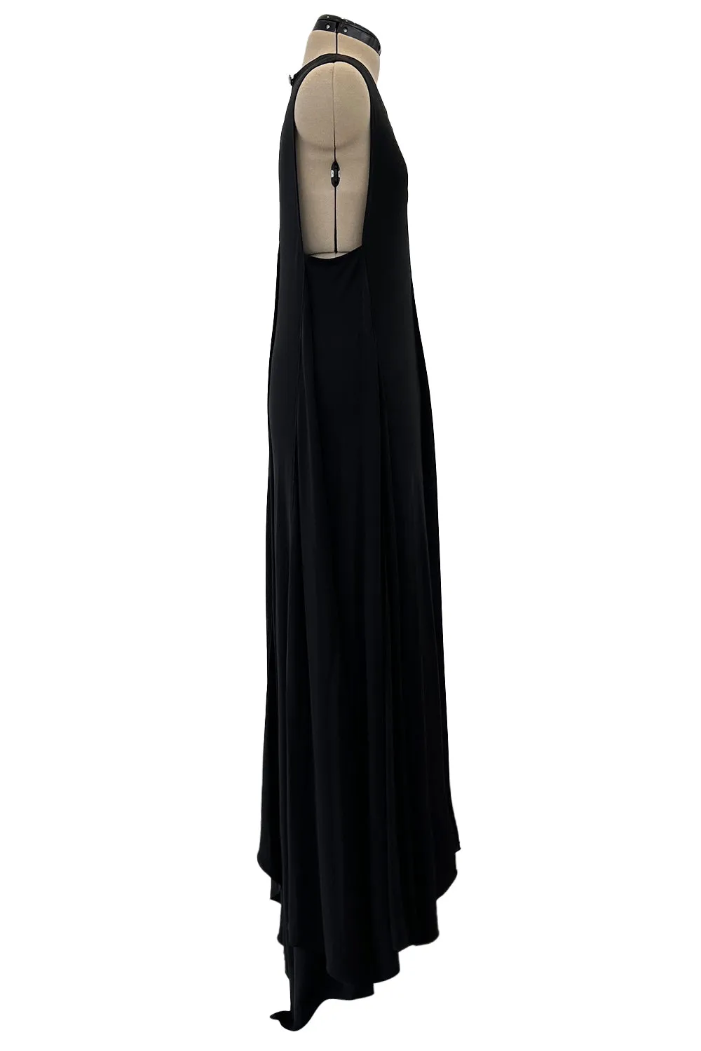 Chic Spring 2000 Chanel by Karl Lagerfeld Runway Sleeveless Black Jersey Tent Swing Dress