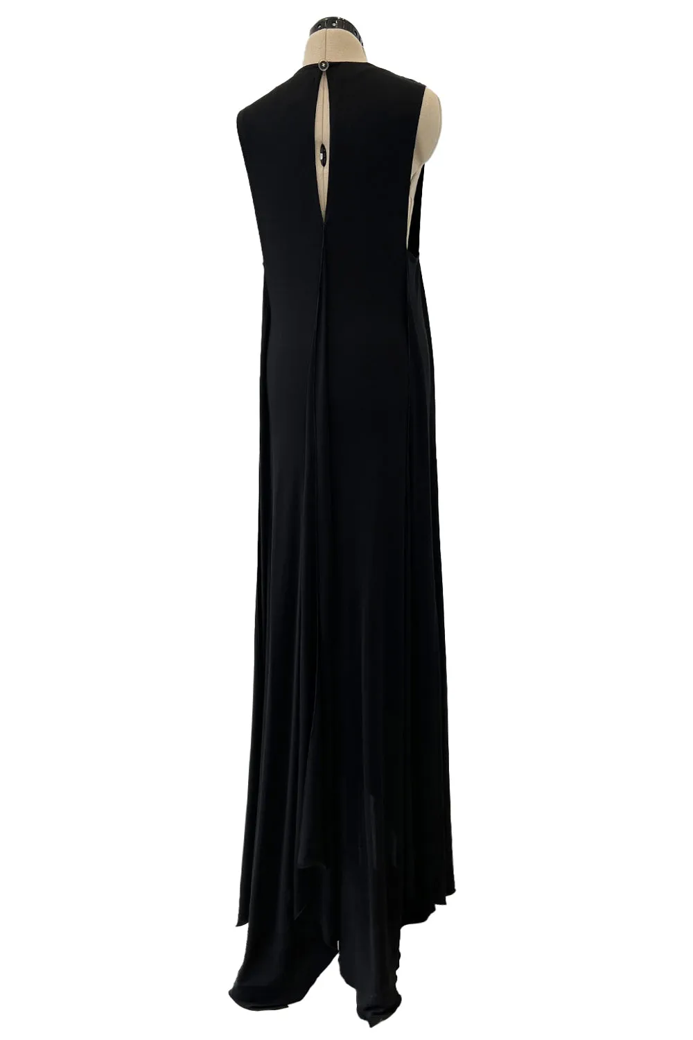 Chic Spring 2000 Chanel by Karl Lagerfeld Runway Sleeveless Black Jersey Tent Swing Dress