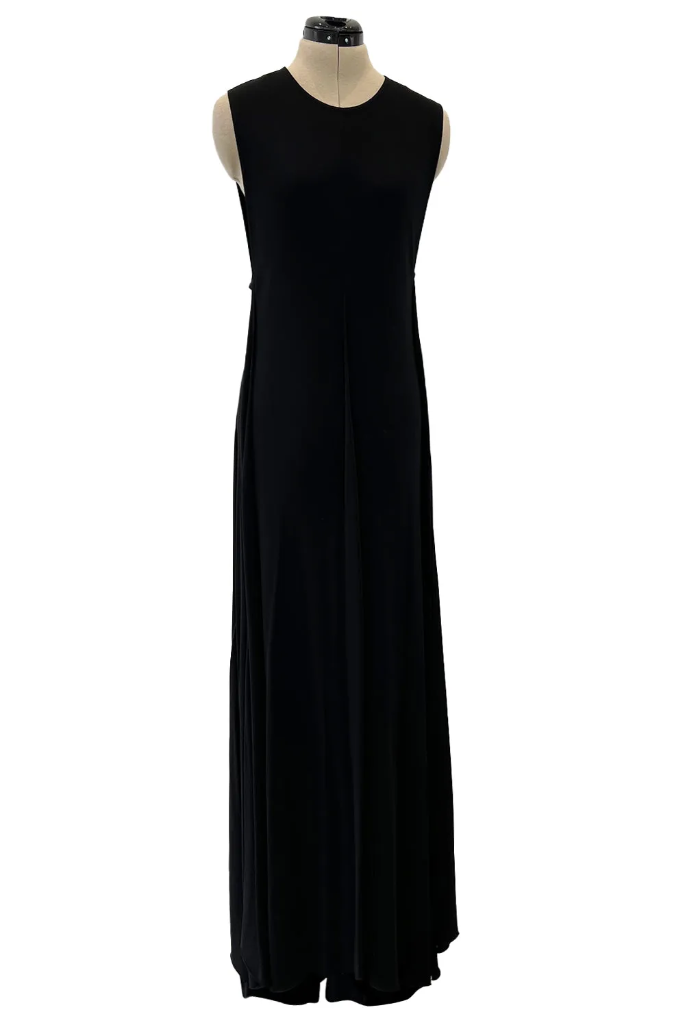 Chic Spring 2000 Chanel by Karl Lagerfeld Runway Sleeveless Black Jersey Tent Swing Dress