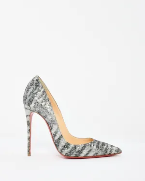 Christian Louboutin Black/Silver Sparkle Animal Print Pumps - 37