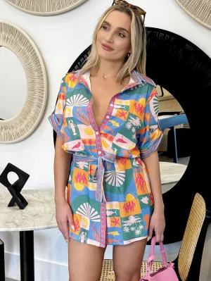 Colorful Coastal Charm Island Resort Wear Mini Dress