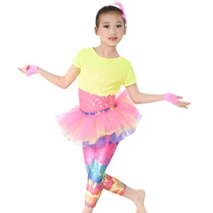 Colorful Hip-Hop Dance Costume Girls Performance Outfits