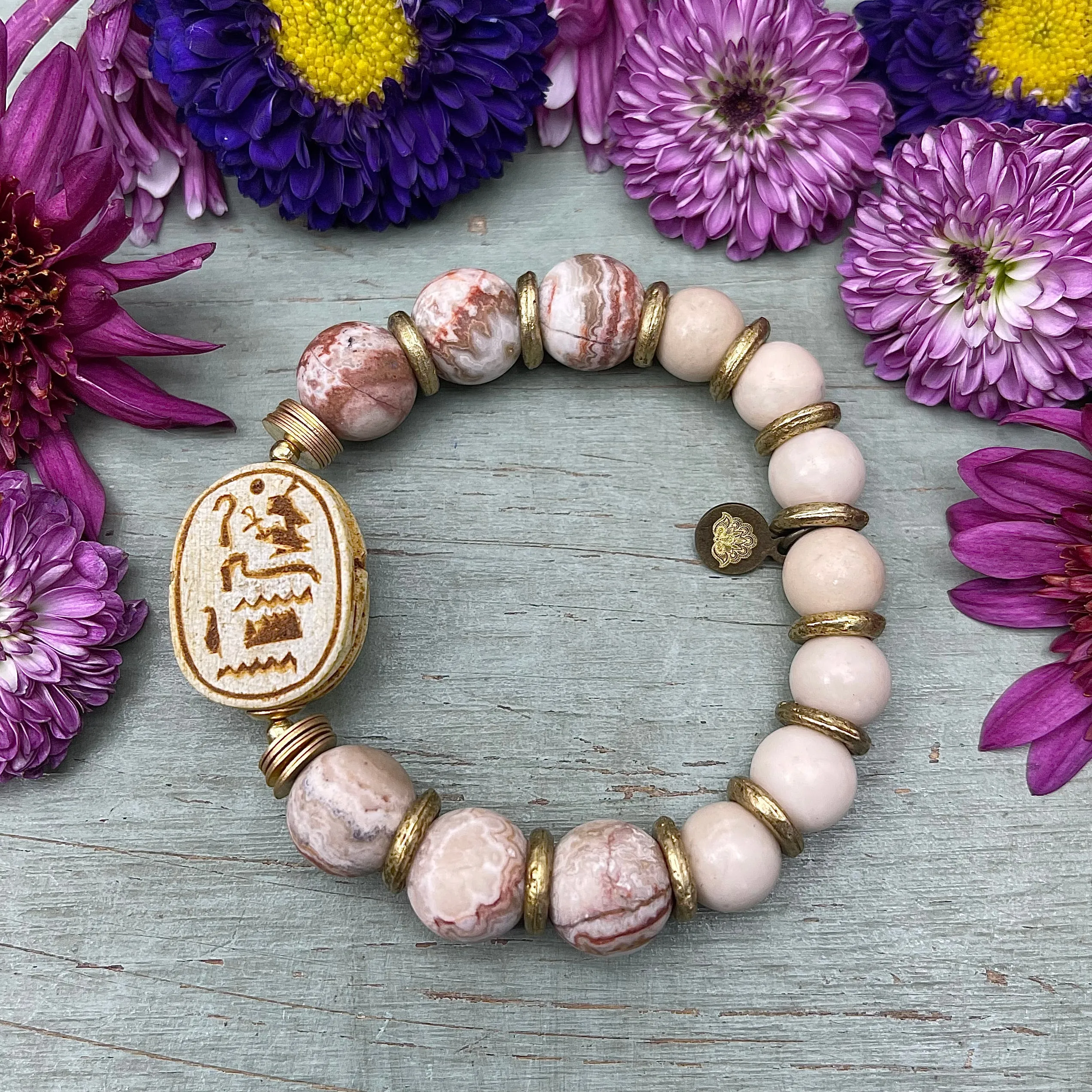 Copy of Scarab Stretch Agate and Jasper bracelet #2